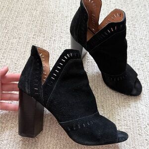 Halogen Peep-Toe Block Heel Booties
